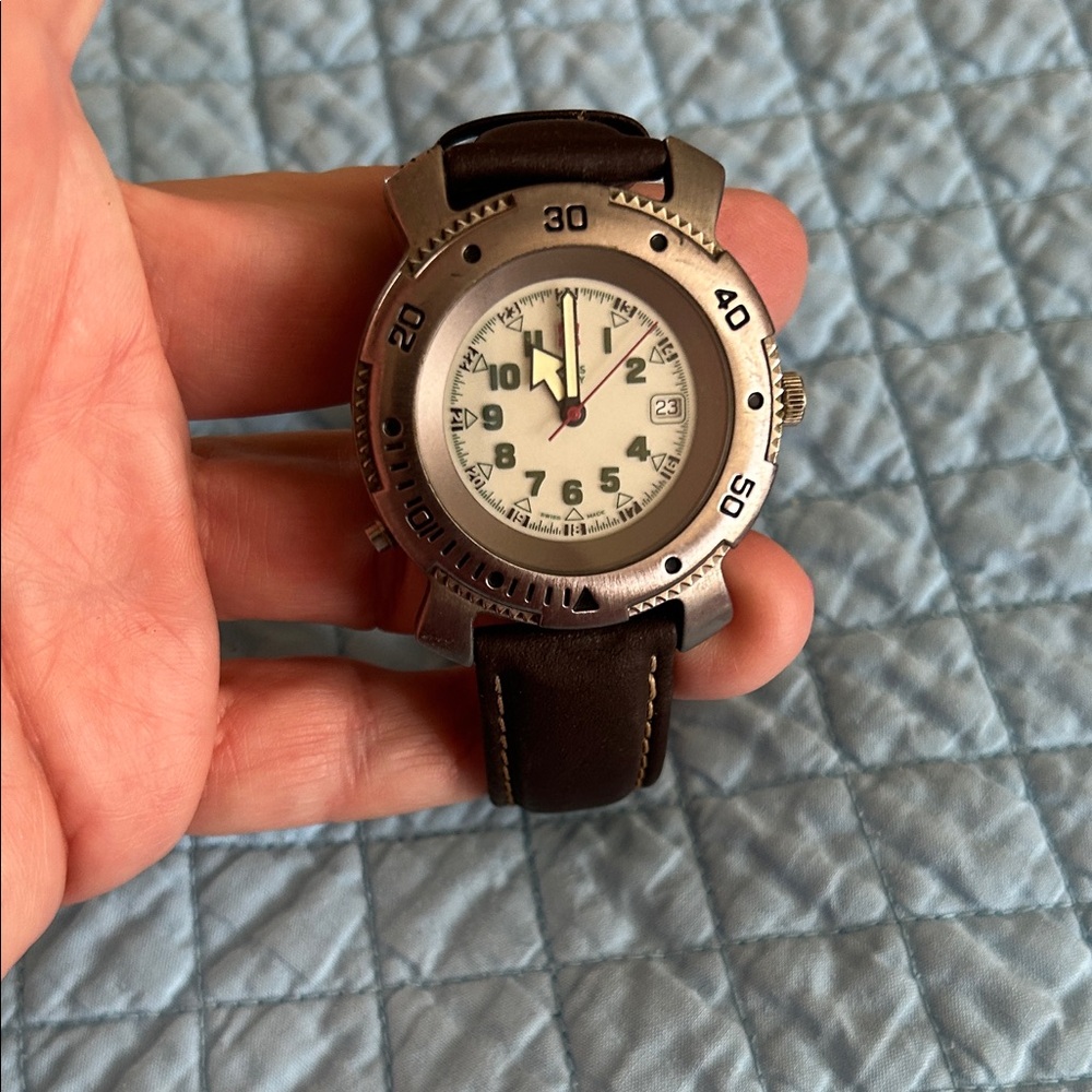 Army Brand Stainless Steel Case Watch with Brown Leather Strap Marlboro  Y2K